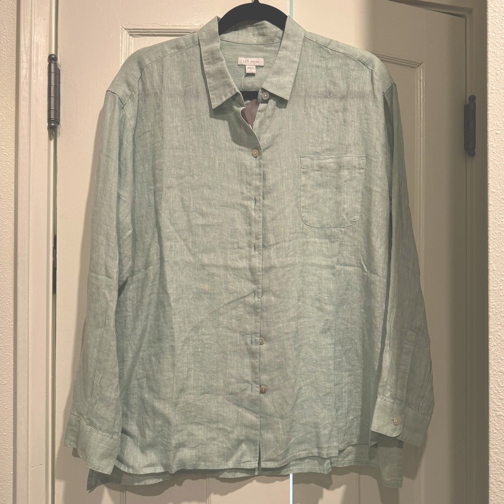 Light Seafoam Green Linen Top